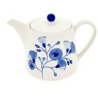 Theepot crème wit blauw bloemen 1000 ml 