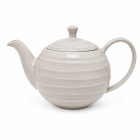 Grijze keramieken theepot Noble met rond design en subtiele ribbelstructuur