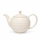 Witte keramieken theepot Noble met rond design en subtiele ribbelstructuur