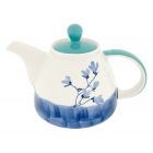Theepot crème wit blauw turquoise 1000 ml 