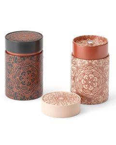 Set van 2 Mandala bewaarblikken – zwart en beige – 150 g – tinplate met binnendeksel