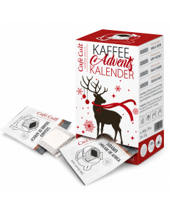 Koffie adventskalender Winter Rendier met twee afzonderlijk verpakte drip coffee bags voor filterkoffie.
