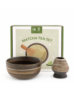 Matcha set in giftbox stone (bruin)