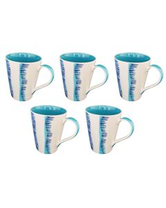 Mokkenset wit/turquoise (5 stuks)