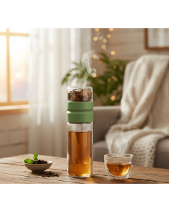 Glazen Infuser Drinkfles 450 ml – groen 