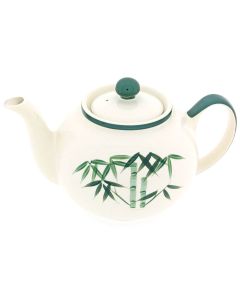 Theepot Natuur met bamboeprint op witte achtergrond