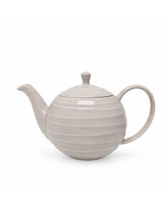 Grijze keramieken theepot Noble met rond design en subtiele ribbelstructuur