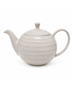 Grijze keramieken theepot Noble met rond design en subtiele ribbelstructuur