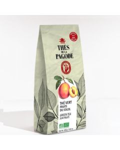 Biologische groene thee zonnefruit van Thés de la Pagode met mango perzik en sinaasappel